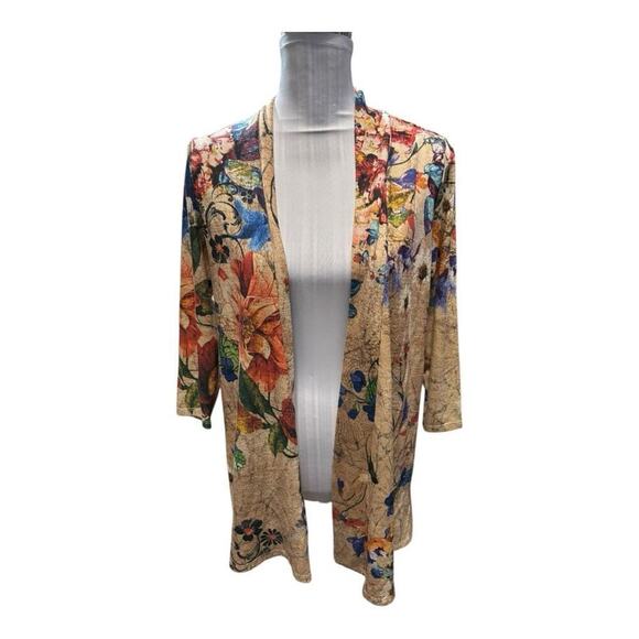Basic Editions Floral Open Front Cardigan Size S - Picture 1 of 3